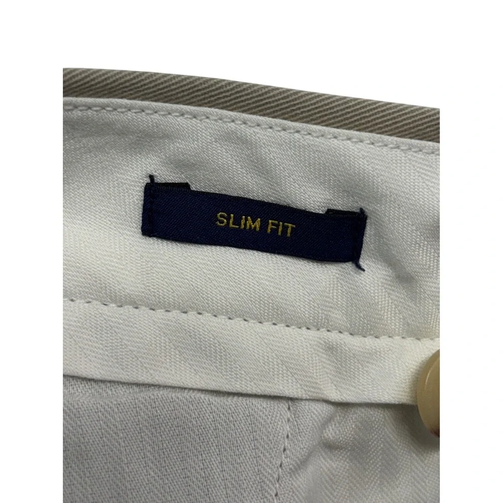 Polo Ralph Lauren 30x32 Khaki Chino Dress Pants Flat Front Cotton Slim Fit Mens